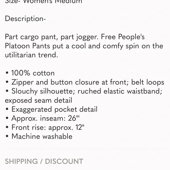 Free People WE THE FREE: Platoon Cargo Joggers..NWT - Picture 3 of 9